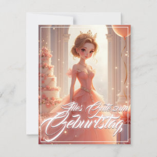 Princesa de aniversário em vestido rosa dos sonhos