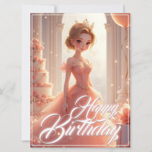 Princesa de Aniversário num Vestido Rosa Sonhador