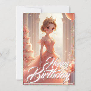 Princesa de Aniversário num Vestido Rosa Sonhador