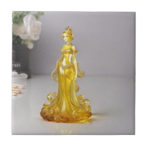 Princesa de vidro cristal com vestido amarelo