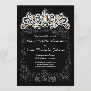 Princesa Diamond Tiara Convite para Casamento 5 x 