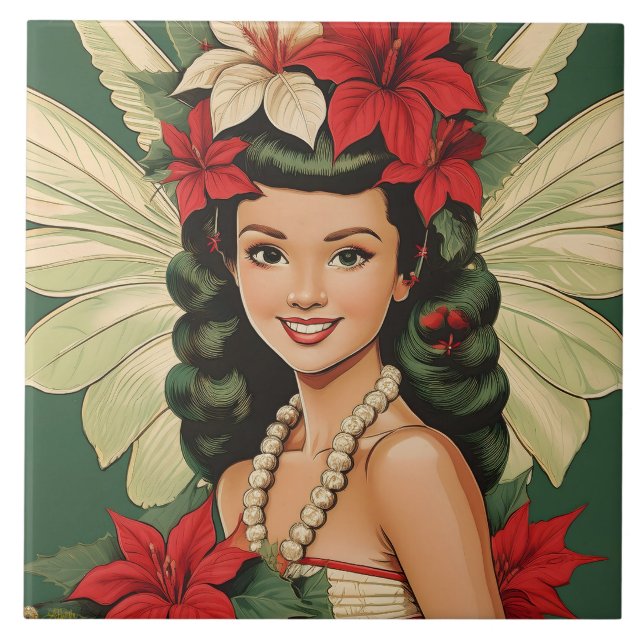 Princesa do Natal Tropical Retro dos Anos 50 (Frente)