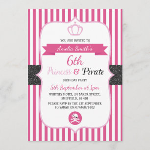 Princesa e Convites de festas de aniversários pira