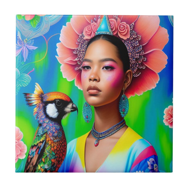 Princesa Floral com uma ave (Frente)