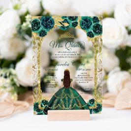 Princesa Floral Verde Arco Dourado Quinceanera