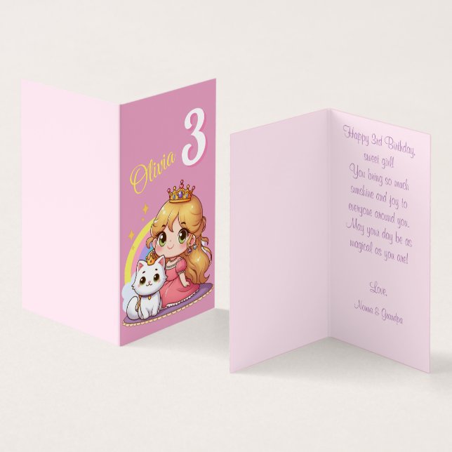 Princesa fofa personalizável com gato branco (Interior e exterior)