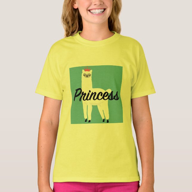 Princesa Lama Design - Camiseta Básica Para Menina (Frente)
