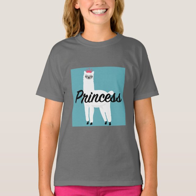 Princesa Lama Design - Camiseta Básica Para Menina (Frente)