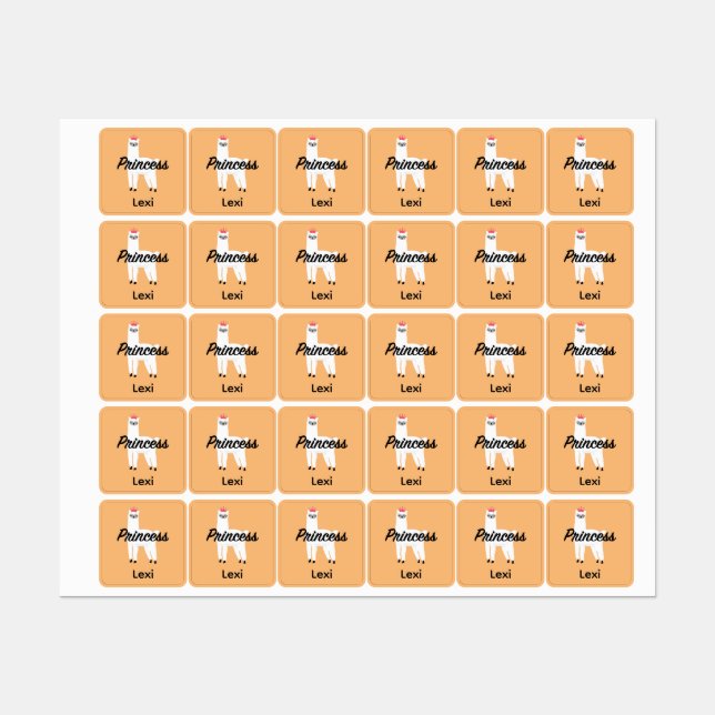 Princesa Lama Design - Etiqueta de Vestuário Peque (Folha)