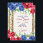 Princesa Marinho e Burgundy Quinceanera Convite<br><div class="desc">Princesa Marinho e Burgundy Quinceanera InvitationMis Quince Anos,  15 Birthday</div>