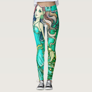 Princesa Mermaid Steampunk Verde Leggings Personal