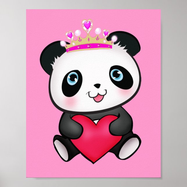 Princesa Panda Poster Sweet Gift for Girls Bedroom (Frente)