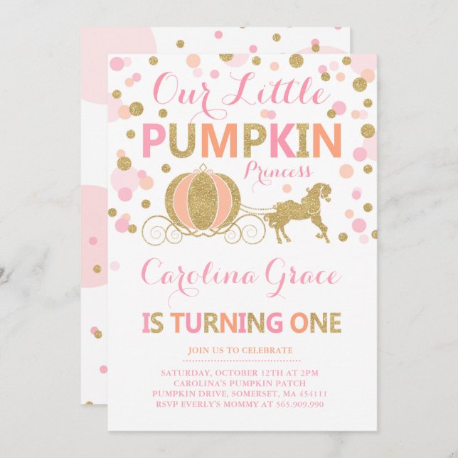Princesa Partido da abóbora do convite do (Frente/Verso)