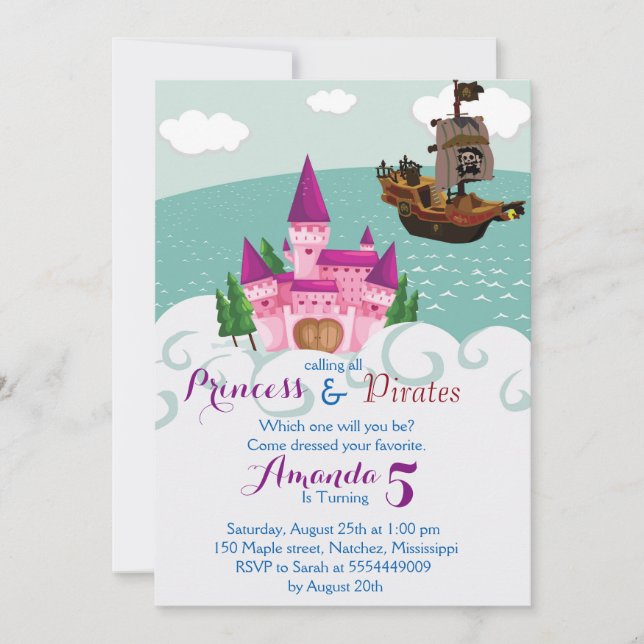 Princesa Pirate Convite (Frente)