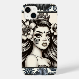 Princesa Polinésia Floral Azul Tribal