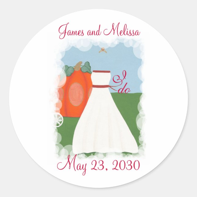Princesa Pumpkin Salve a data adesivos de casament (Frente)