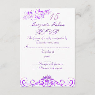 Princesa roxa Tiara Quinceanera RSVP