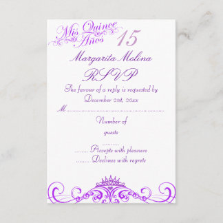 Princesa Roxo Tiara Quinceanera RSVP