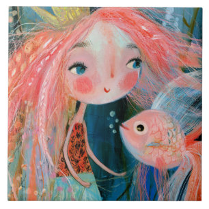 Princesa Sereia Com Amigo Peixe Rosa