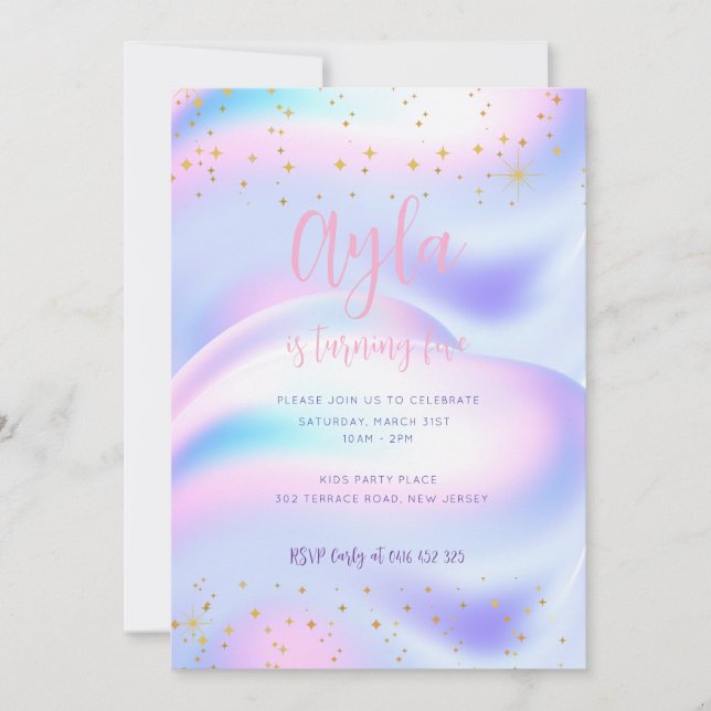 Princesa Sparkles 5 Birthday Convite (Frente)