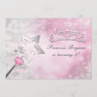 Princesa Wand & Crown Silver Convite de festas Ros