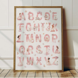 Princess Alphabet ABC Poster Kids Room Decor