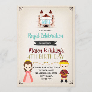 Príncipe e convite de aniversário da princesa
