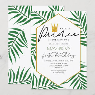 Príncipe pequeno Coroa Folha Convite do primeiro