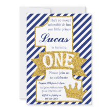 Príncipe Primeiro Aniversário Convite com