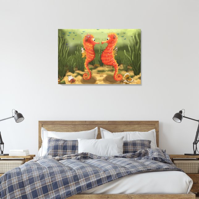Print on canvas enchanted ocean world seahorses (Insitu(Quarto))