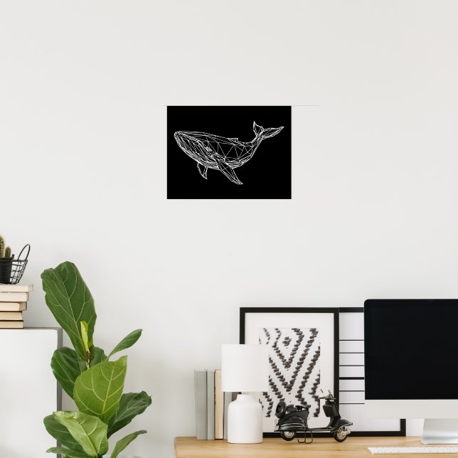 Print, Value Poster Paper Modern Geometric Whale (Escritório em casa)
