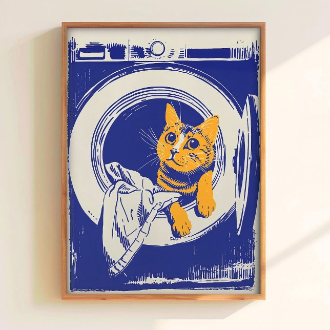 Printable Laundry Wall Art Funny Poster Cat in Was (Criador carregado)