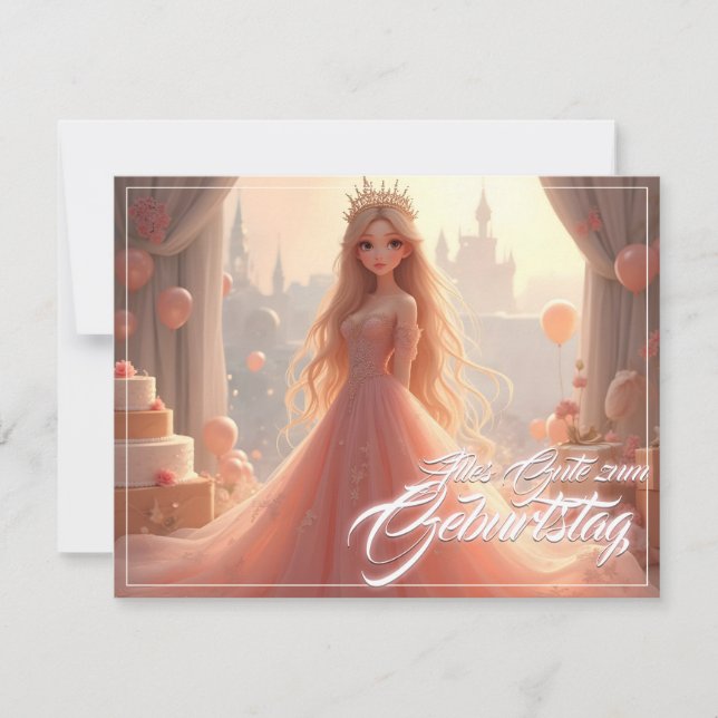 Prinzessin Geburtstagskarte em Rosa (Frente)