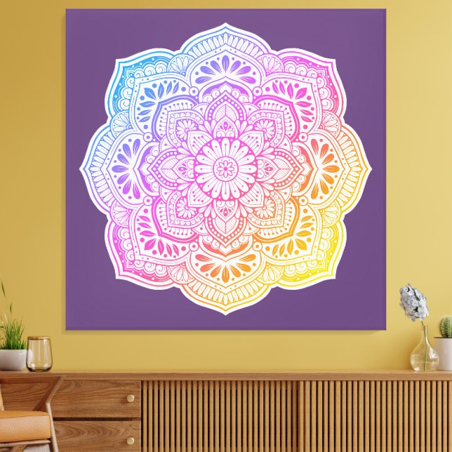 Prism Flower Mandala Stretched Canvas Print (Insitu(Sala de estar))