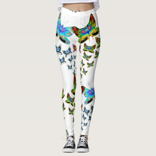 Prismatic Rainbow Butterfly Leggings (Frente)