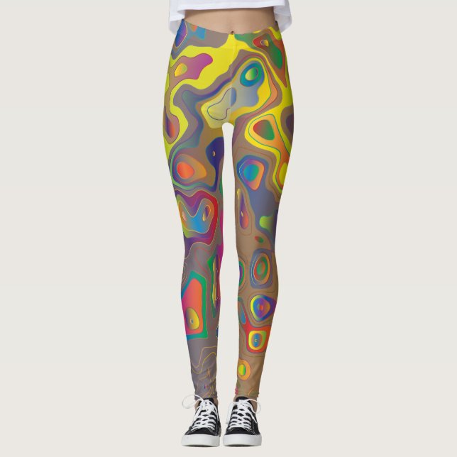 Prismo arco-íris água cai leggings (Frente)