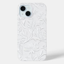Pristine White Floral Emboscada Capa de telefone