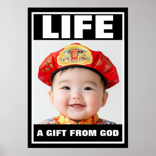 PRÓ-VIDA CUTA CHINÊS SORRINDO POSTER