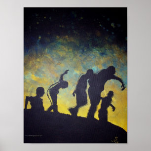 Procissão para poster de Silhouette Zombie do Caf