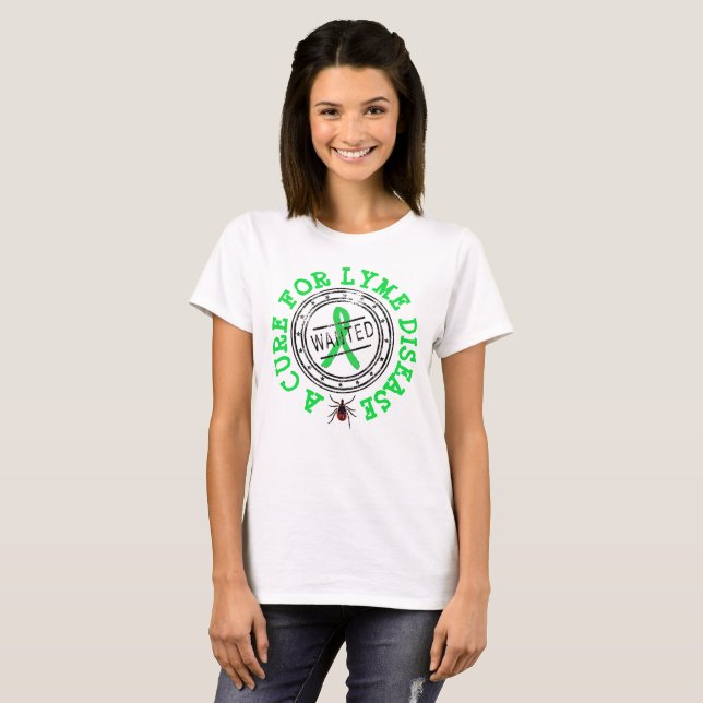 Procurado: Uma Camiseta da Pulga da Doença de Lyme (Frente Completa)