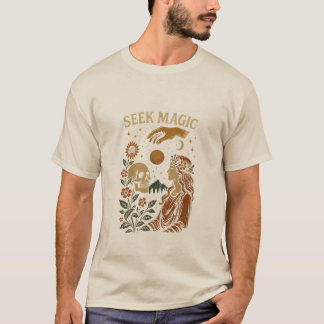 Procure Magia – Camiseta Vintage Mística Crânio &
