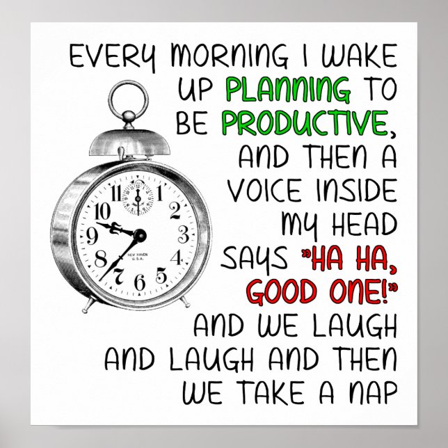 Produtividade Nap Engraçado Poster (Frente)