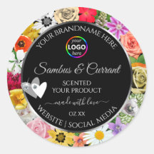 Produto Preto Floral Colorido Etiquetas Corações L