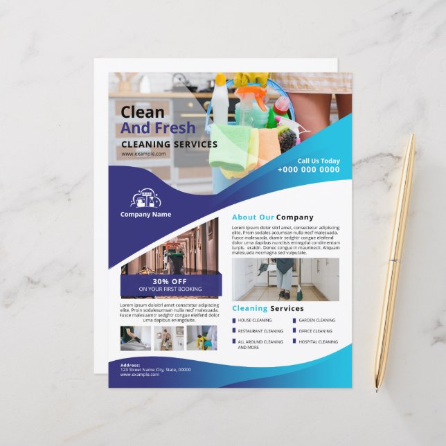 Professional Cleaning Service Flyer Template (Frente/Verso In Situ)