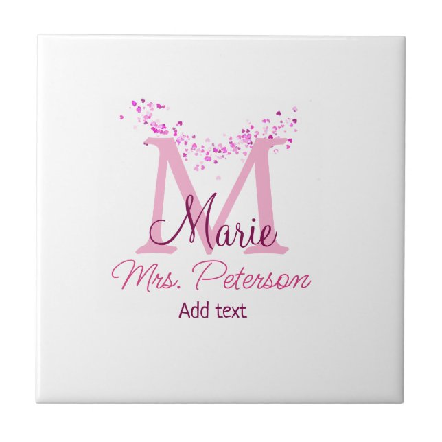 Professor de monograma de brilho cardíaco rosa Sra (Frente)