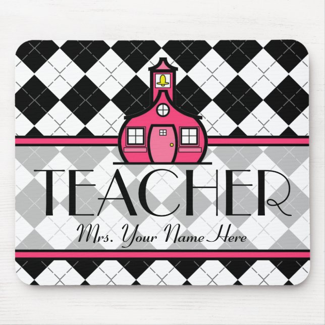 Professor Mousepad - Argyle preto e branco (Frente)