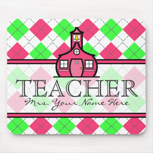 Professor Mousepad - rosa quente e verde limão (Frente)