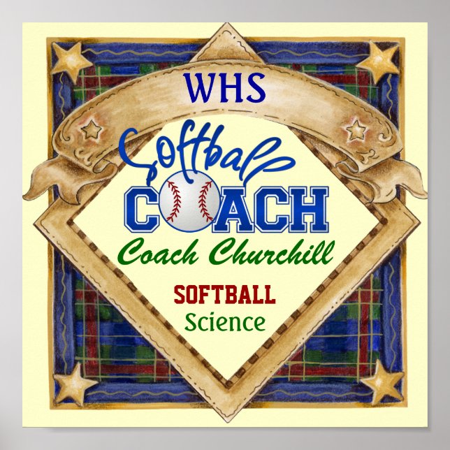 Professor Softball Coach Sinal - Poster de porta - (Frente)
