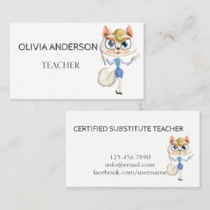 Professora Cartões de visitas brancas do tutor