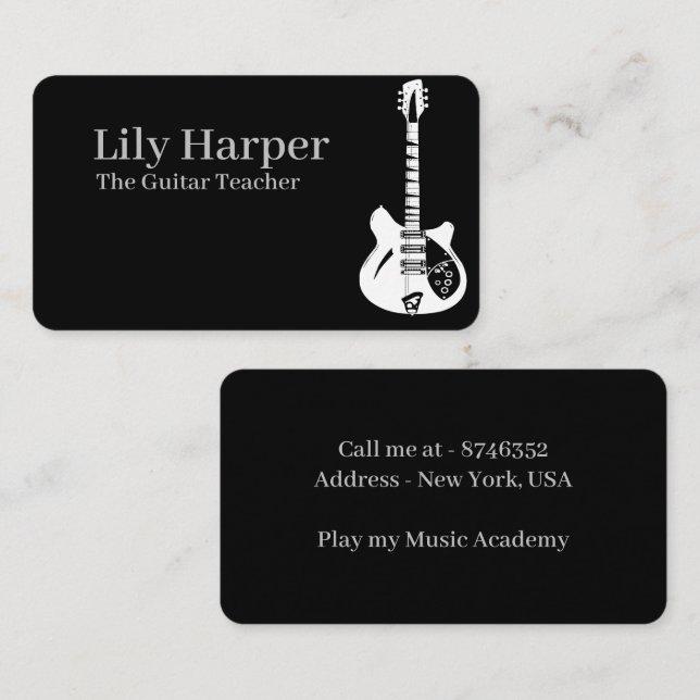Professora de Violão de Cartão de Negócio | Elétri (Frente/Verso)